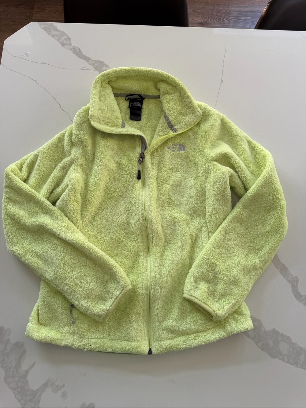The North Face Kids Neon Lime Green Fuzzy Fleece Jacket